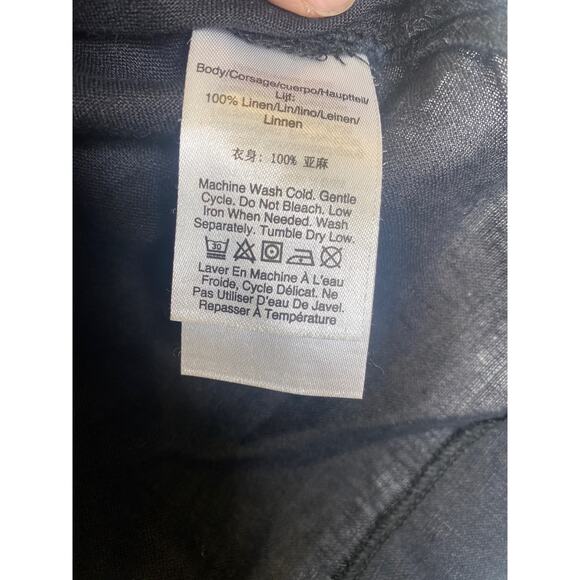 DKNY Pure Linen Crop Wide Leg Pants & Short Sleeve Top Set EUC Sz S/M Black - Picture 4 of 16